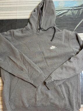 Nike Charcoal Gray Pullover Hoodie with Small White Logo